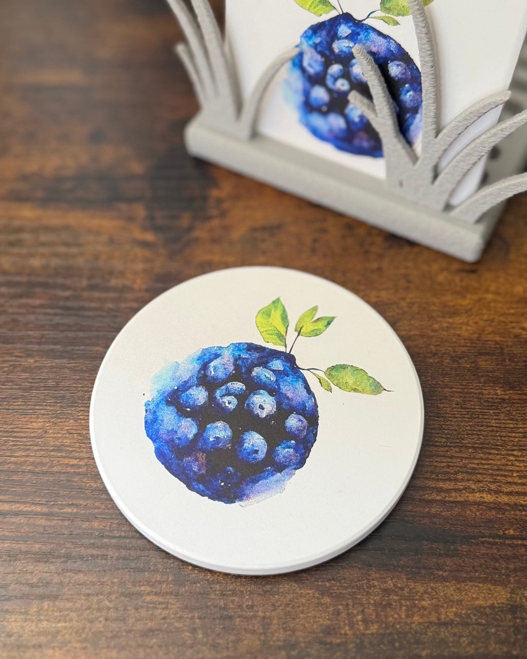 Blueberry Watercolor Art Coaster