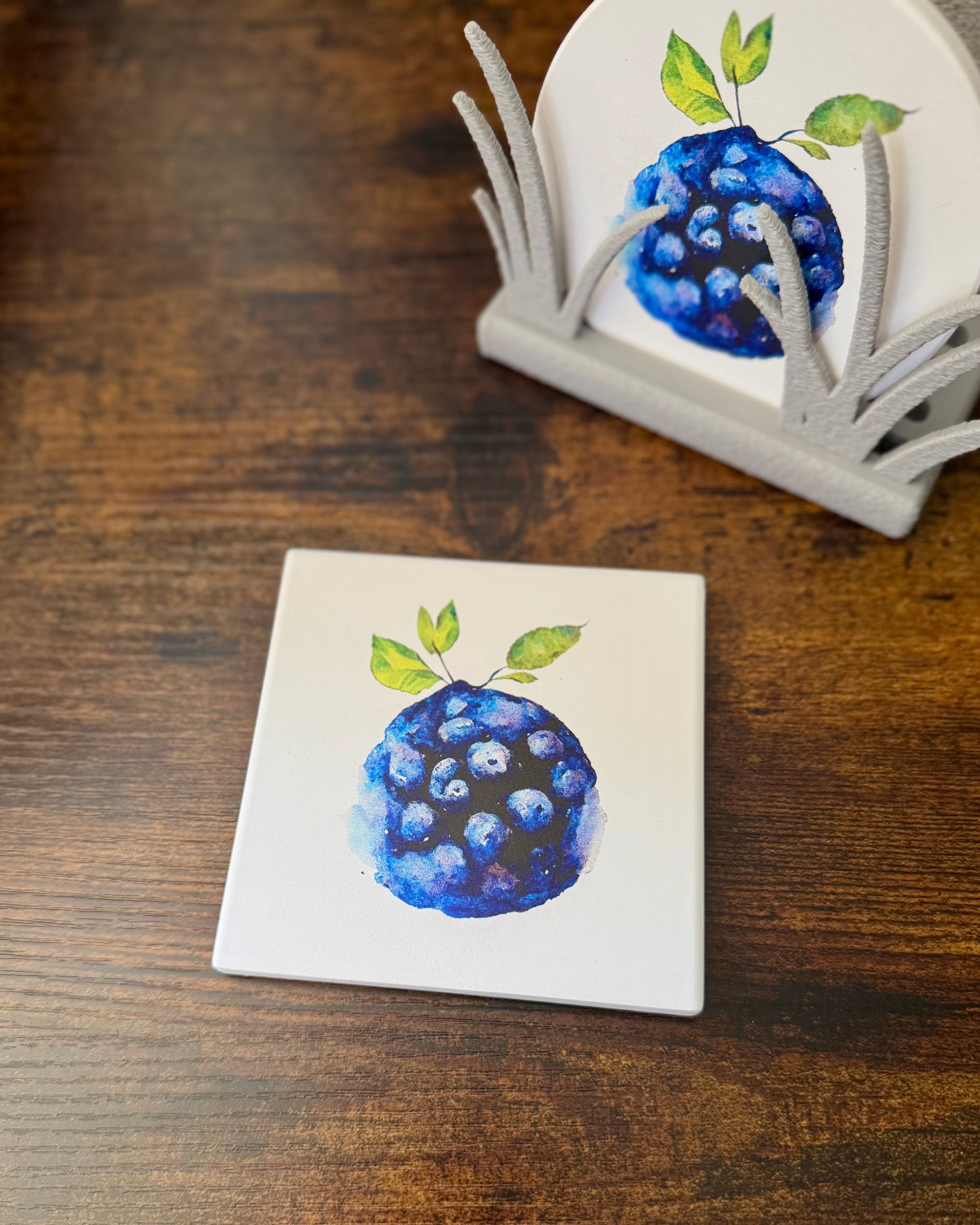 Blueberry Watercolor Art Coaster