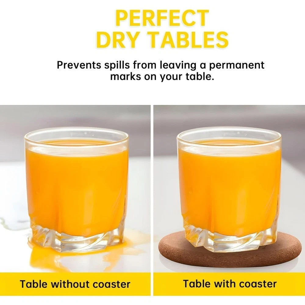 Natural Round Cork Coasters 4 inch Set of 4 Absorbent Heat Resistant Reusable