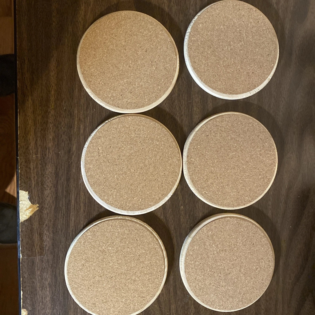 Set Of 6, Handnade 4 Inch round Wood Drink Coasters with holder