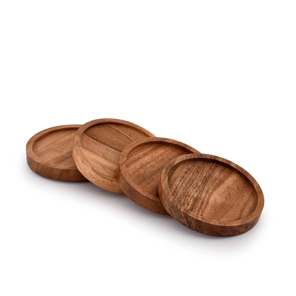 Wooden Coasters for Drinks - Natural Acacia Wood Drink Coaster Set for Drinki...