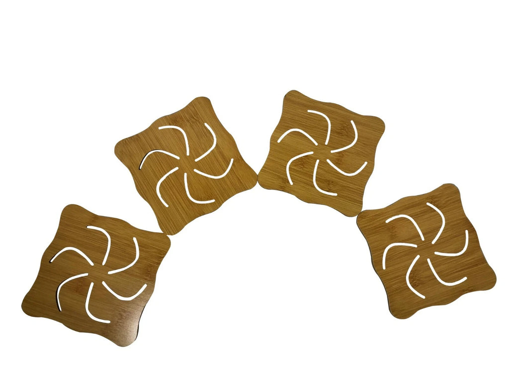 Set Of 4 Wooden Coaster 5.5 inches x 5.5 inches - Spinner