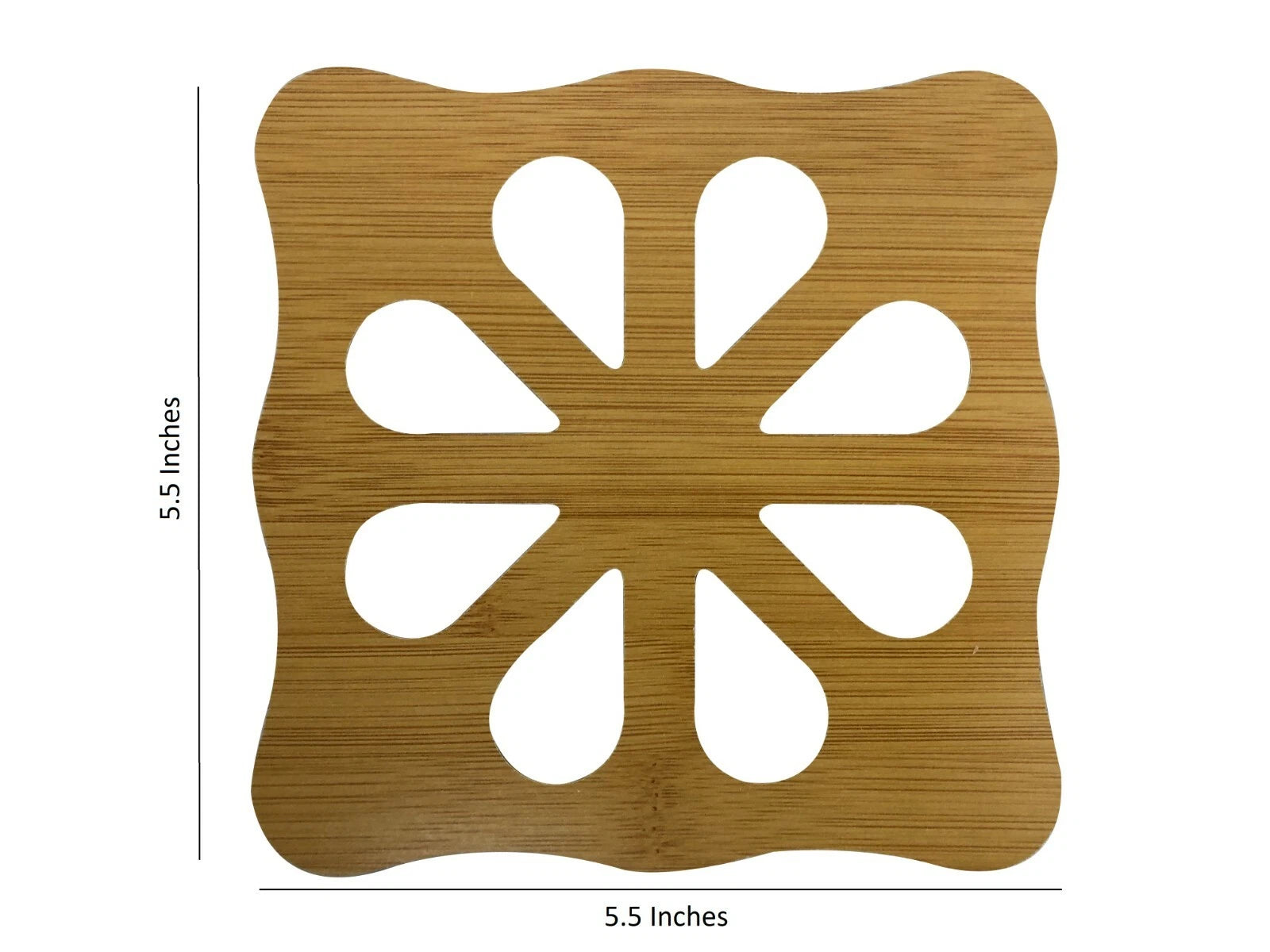 Set Of 4 Wooden Coaster 5.5 inches x 5.5 inches - Flower