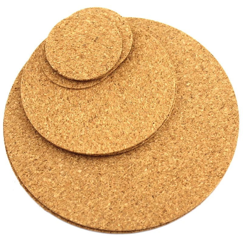 Cork Coaster Round Cork Pad Disc Soft Wooden Table Hotpad 2mm Thick 2" 4" 6"