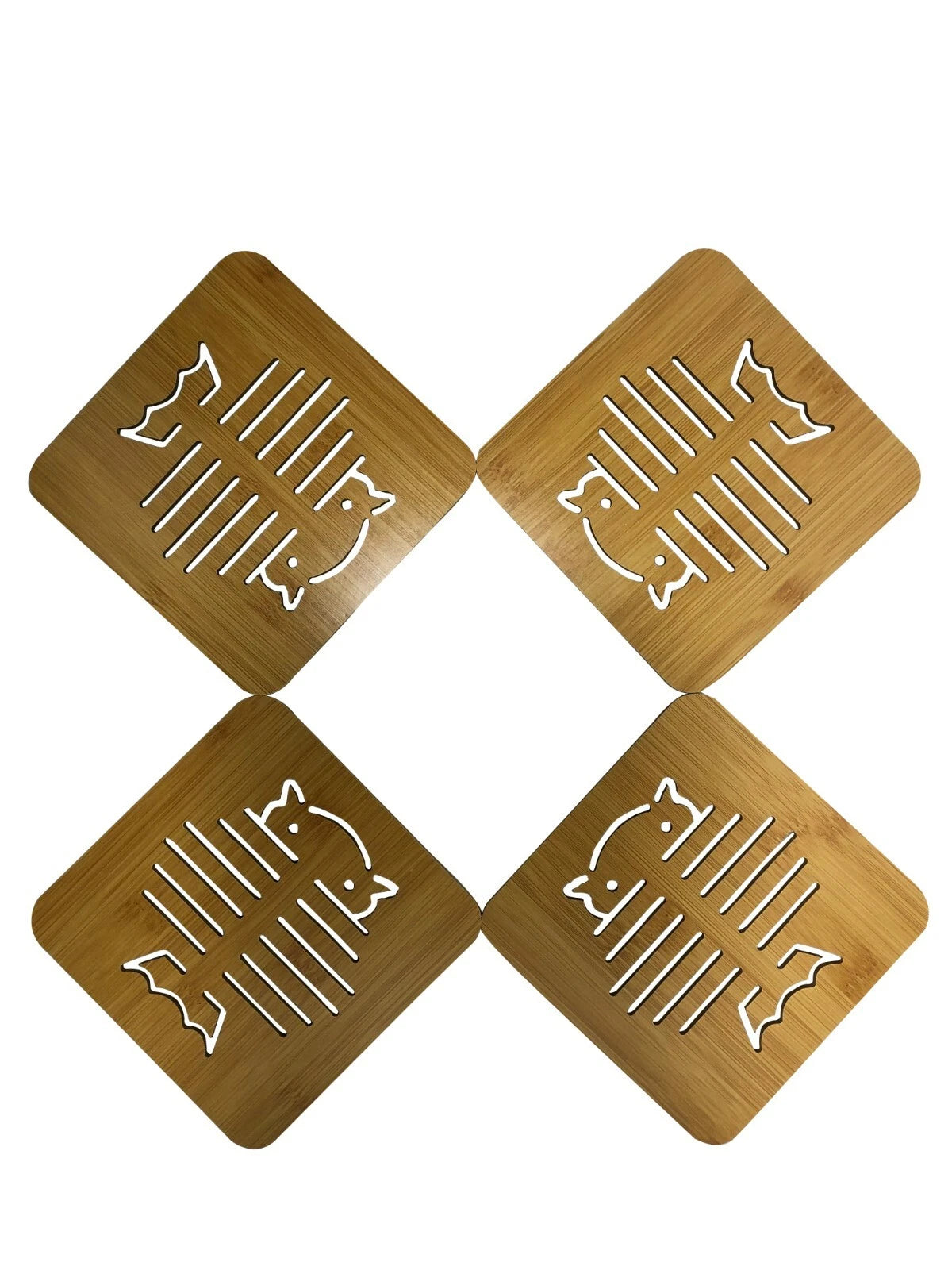 Set Of 4 Wooden Coaster 5.5 inches x 5.5 inches - Bird